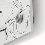 Abstract figurative acrylic artwork displayed on glass, showcasing vibrant colors and intricate details. Perfect for modern decor, adding artistic flair to any space.