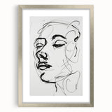 Abstract figurative frame with a silver mat, showcasing a modern art piece that features vibrant colors and intricate details, perfect for contemporary decor.