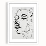 Abstract figurative art frame with a white mat, showcasing modern design elements. Ideal for contemporary decor, it enhances any living space aesthetic.
