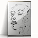Framed abstract figurative art in silver acrylic, showcasing fluid shapes and modern design. Ideal for contemporary decor, adding elegance to any space.