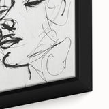 Close-up of a framed abstract figurative canvas artwork showcasing vibrant colors and intricate details, perfect for modern home decor and artistic expression.