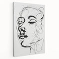 Abstract figurative stretched canvas artwork showcasing vibrant colors and dynamic shapes, displayed from a side view, ideal for modern home decor.