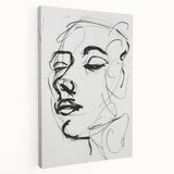 Abstract figurative stretched canvas artwork showcasing vibrant colors and dynamic shapes, displayed from a side view, ideal for modern home decor.