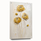 Abstract floral design on acrylic glass, showcasing vibrant colors and intricate patterns, displayed from a side view with pin fasteners for mounting. This artwork adds a modern touch to any decor, perfect for enhancing living spaces or offices.