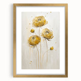 Abstract floral frame with a gold mat, showcasing vibrant colors and intricate designs, perfect for enhancing modern home decor aesthetics.