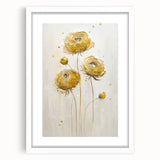 Abstract floral design framed in white with a mat, showcasing vibrant colors and intricate patterns, perfect for modern home decor and artistic displays.