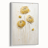 Abstract floral design in a framed canvas, showcasing vibrant colors and intricate patterns, set against a white background, perfect for modern home decor.