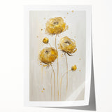 Vibrant abstract floral art print on rolled canvas, showcasing a colorful design with intricate details and soft curves, ideal for modern home decor.