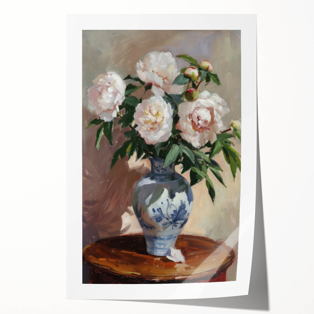 Vibrant abstract floral design on a rolled canvas print showcasing rich colors and intricate patterns, ideal for modern home decor and artistic accents.