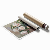Abstract floral rolled print showcasing vibrant colors and intricate designs, ideal for home decor. Packaged securely in a durable cardboard tube for safe delivery.