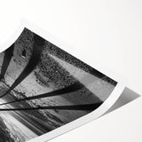 Abstract landscape print showcasing vibrant colors and fluid shapes, rolled for shipping in a protective cardboard tube, ideal for modern home decor.