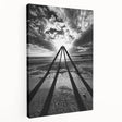 Stretched canvas showcasing an abstract landscape design in vibrant colors, highlighting textured brushstrokes and depth, ideal for modern home decor.