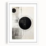 Abstract minimalist wall art framed in white with a mat, showcasing a sleek design that enhances modern decor. Ideal for contemporary living spaces.