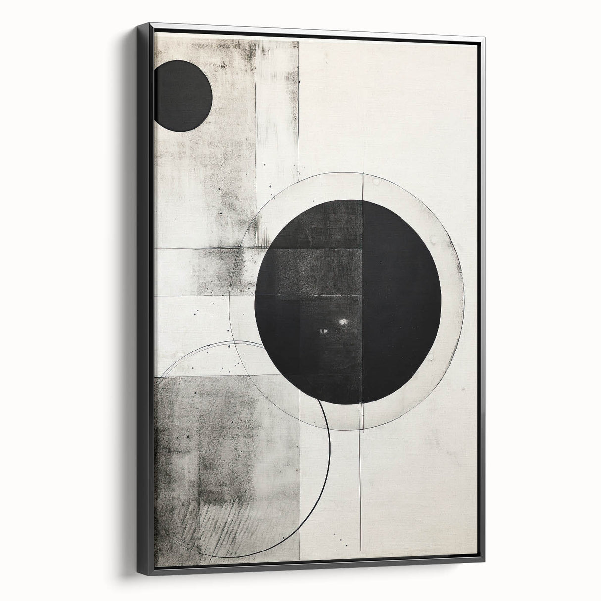 Framed minimalist black abstract wall art showcasing sleek lines and geometric shapes, designed to enhance modern interiors with a sophisticated touch.