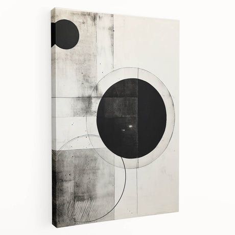Abstract minimalist wall art on stretched canvas showcasing a soft color palette of muted blues, grays, and whites, perfect for modern interior decor.