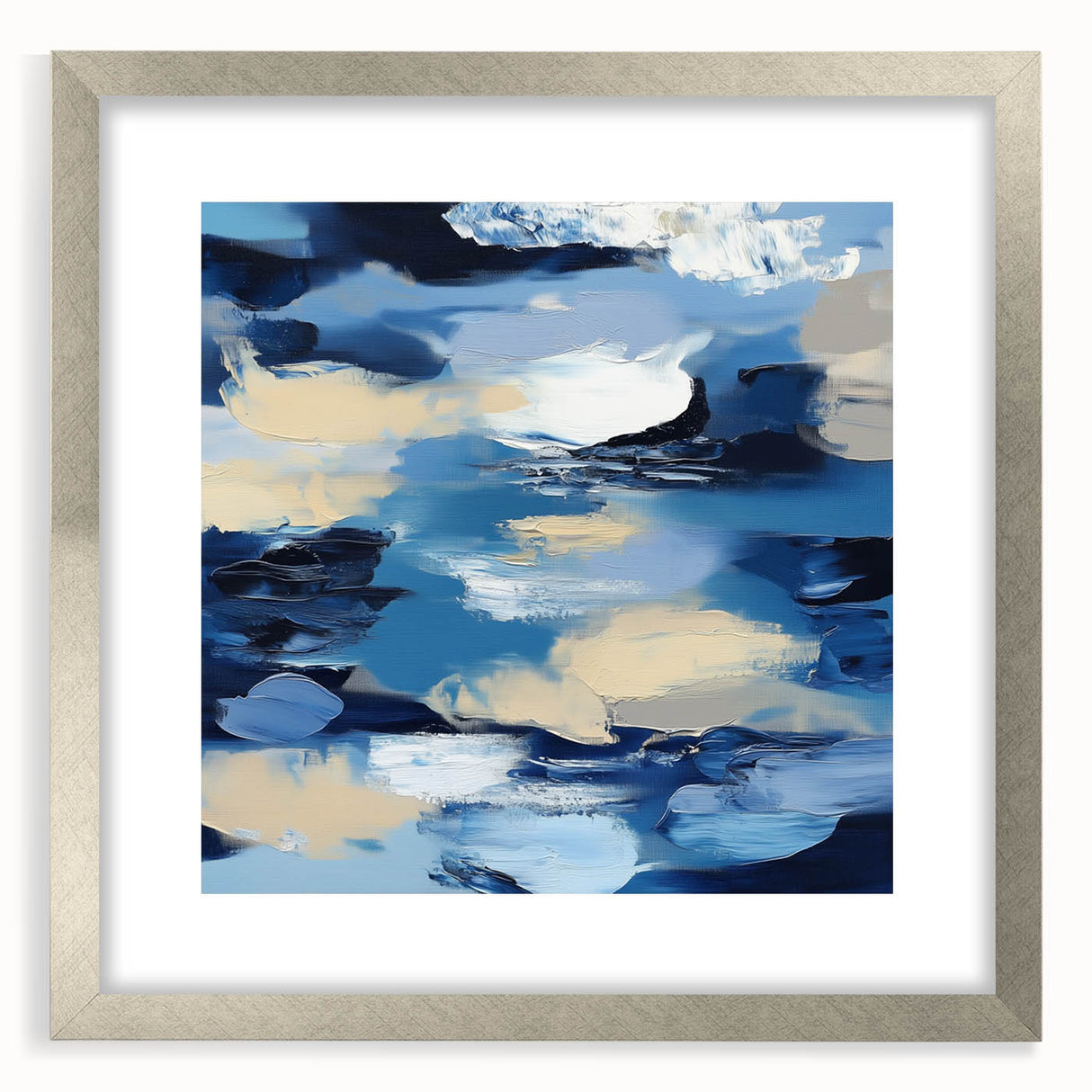 Navy Blue Modern Abstract Wall Art – Contemporary Canvas Decor