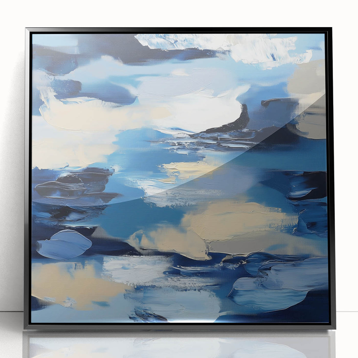 Navy Blue Modern Abstract Wall Art – Contemporary Canvas Decor