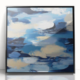 Navy Blue Modern Abstract Wall Art – Contemporary Canvas Decor