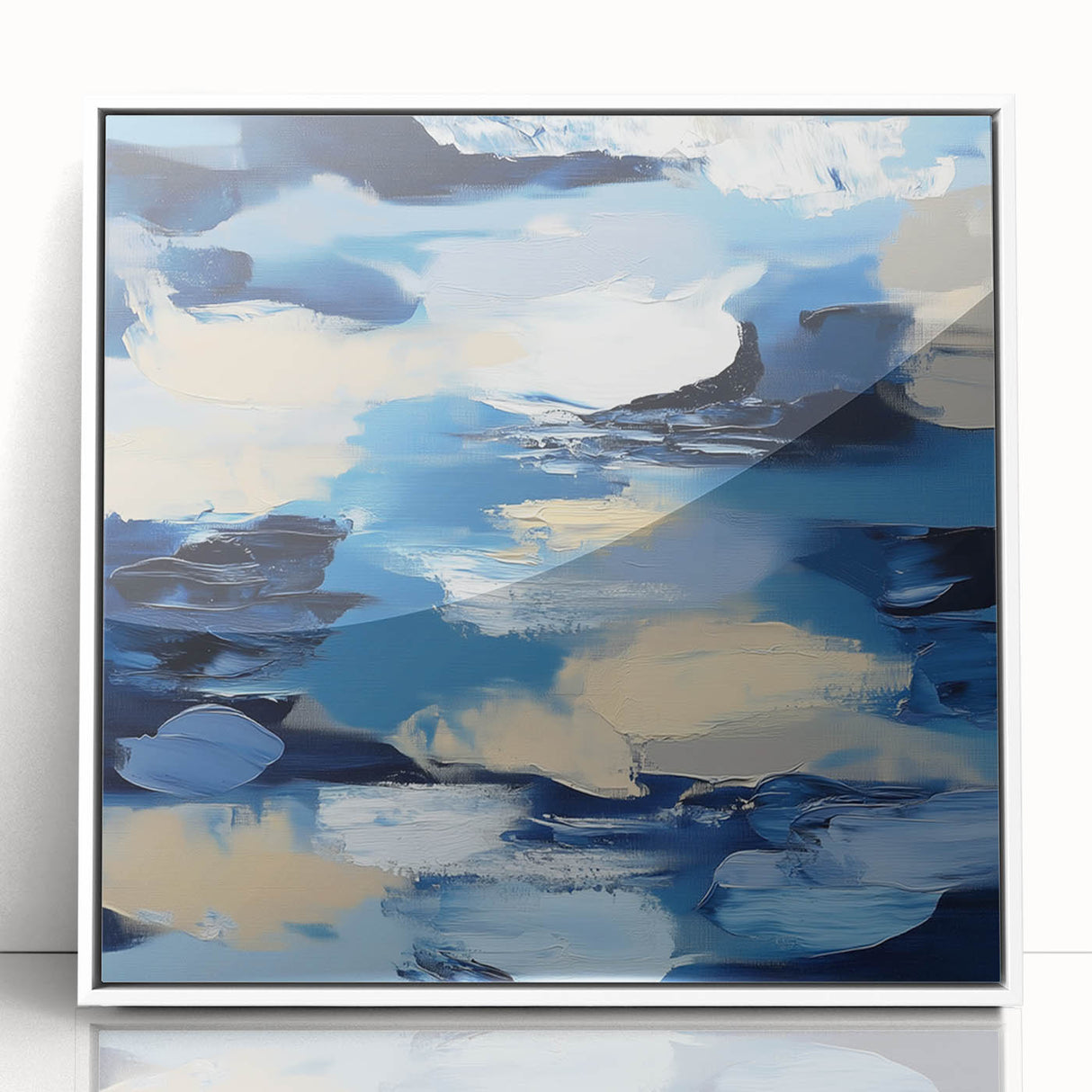 Navy Blue Modern Abstract Wall Art – Contemporary Canvas Decor