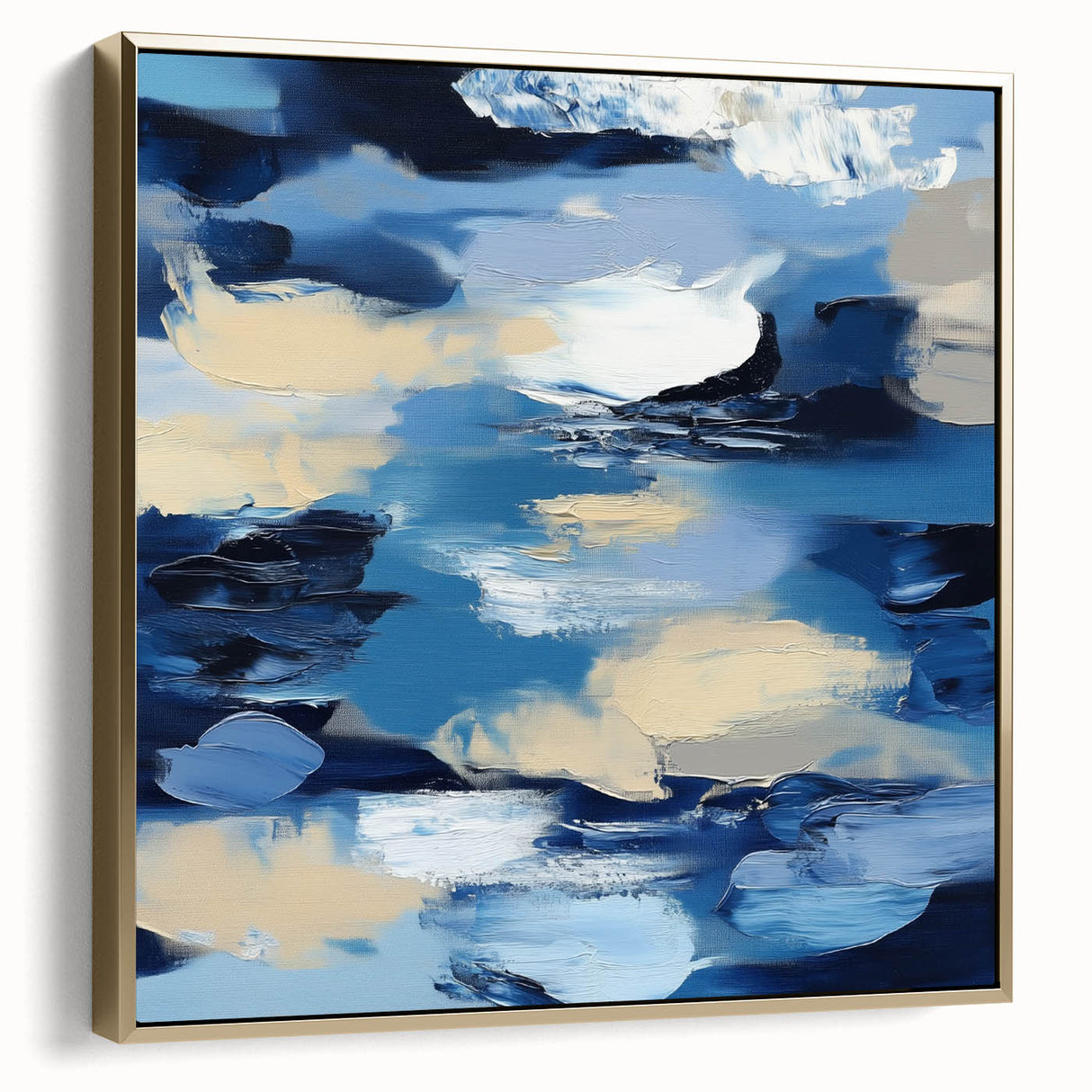 Navy Blue Modern Abstract Wall Art – Contemporary Canvas Decor