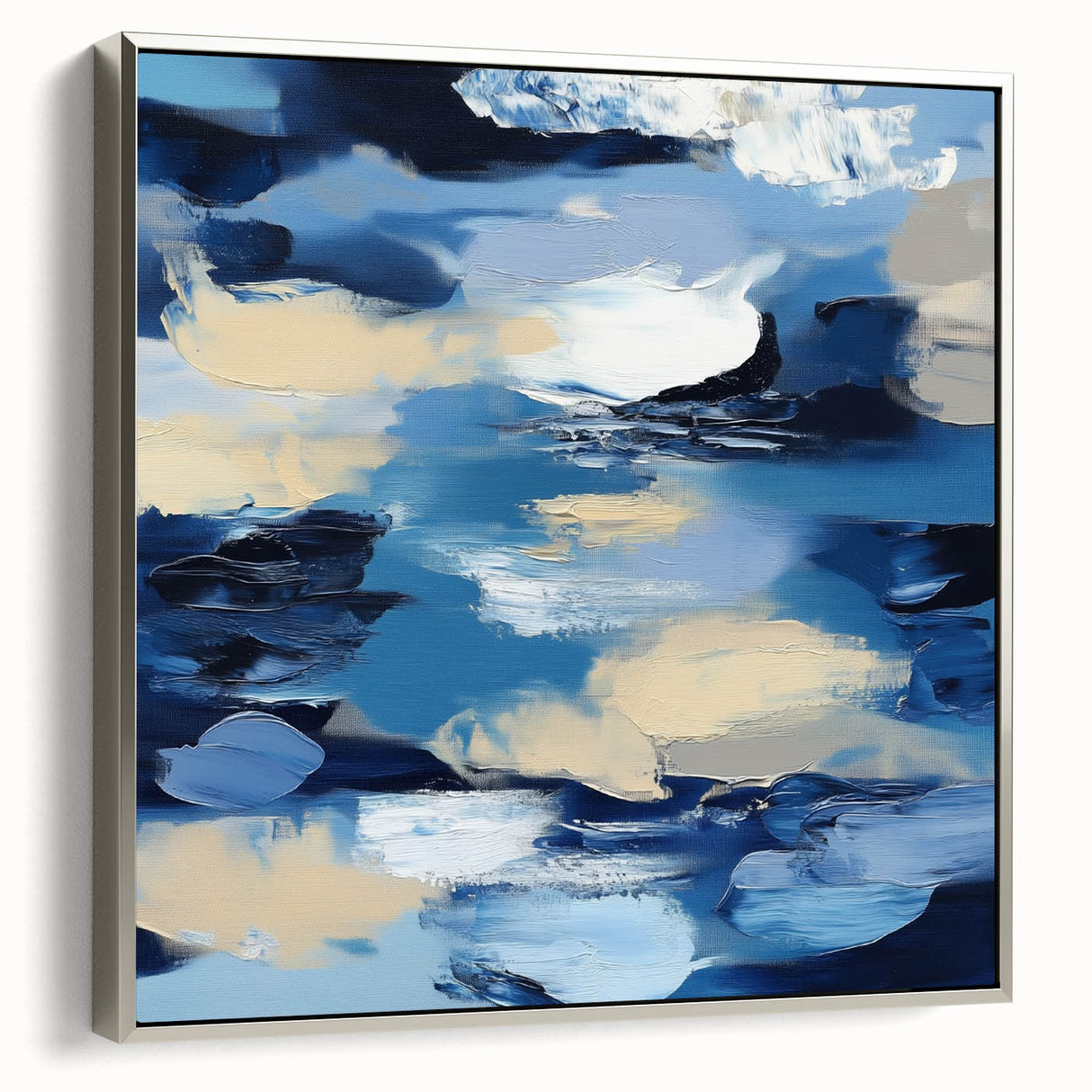 Navy Blue Modern Abstract Wall Art – Contemporary Canvas Decor