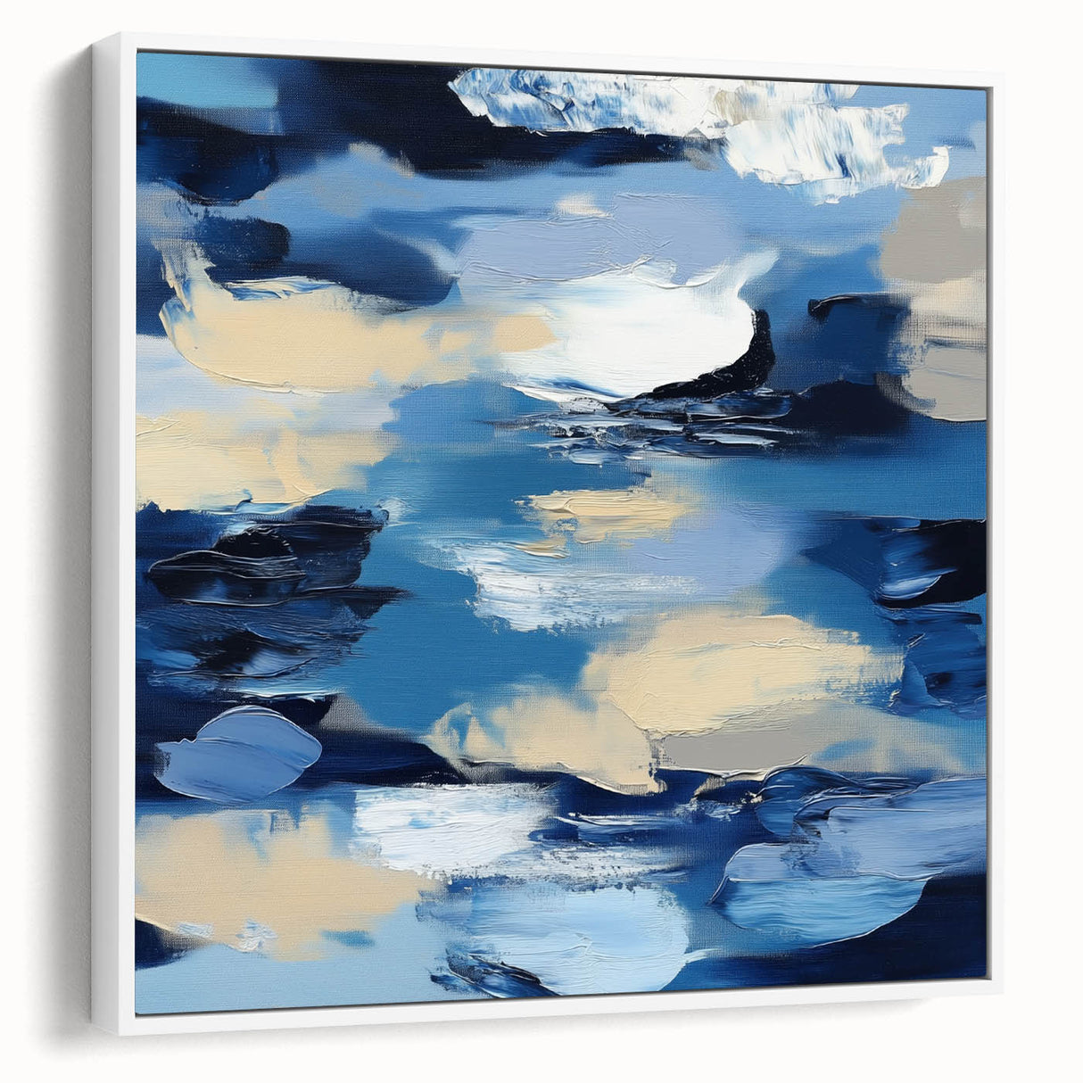Navy Blue Modern Abstract Wall Art – Contemporary Canvas Decor