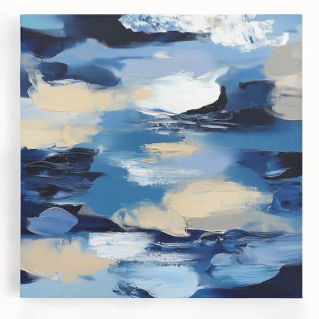 Navy Blue Modern Abstract Wall Art – Contemporary Canvas Decor