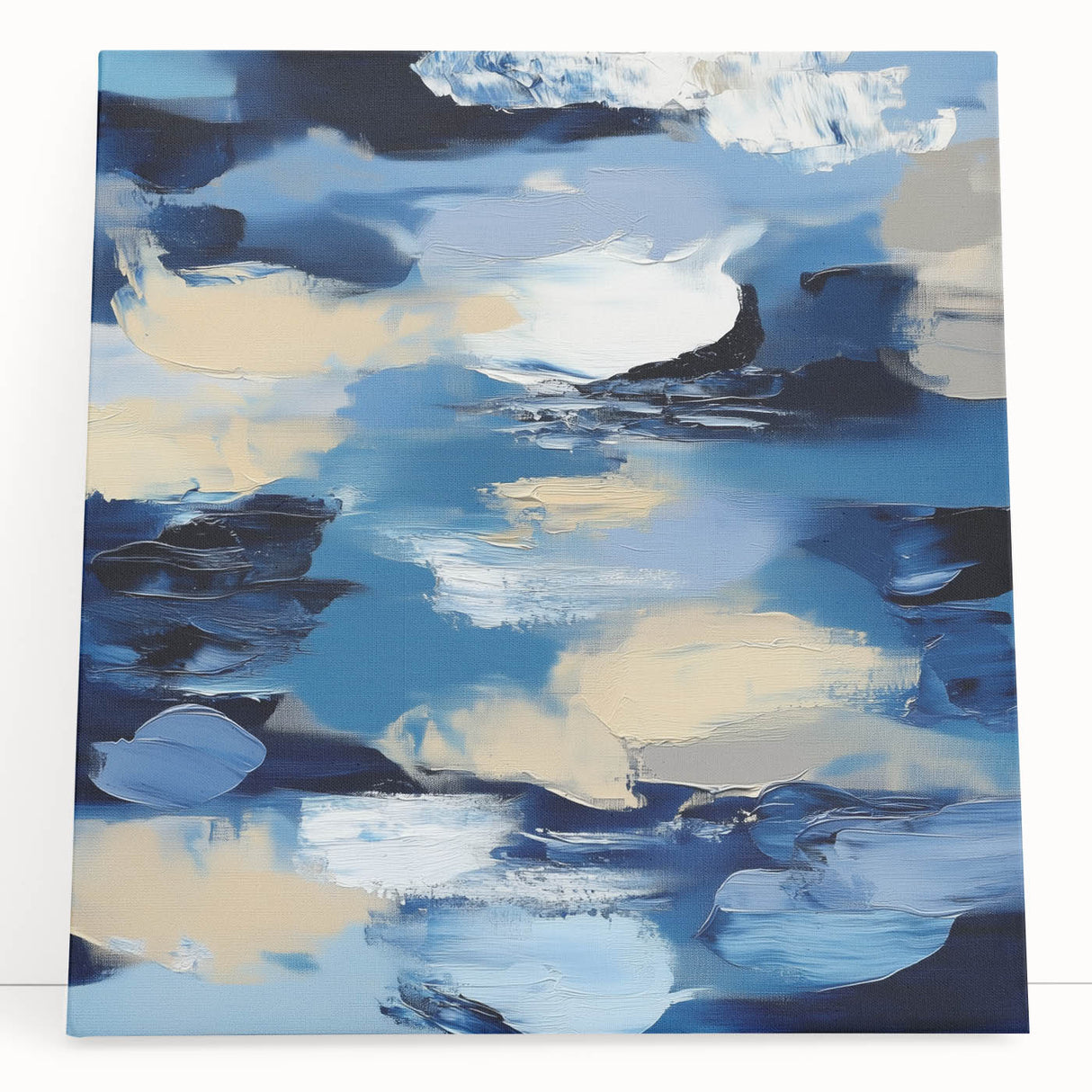 Navy Blue Modern Abstract Wall Art – Contemporary Canvas Decor