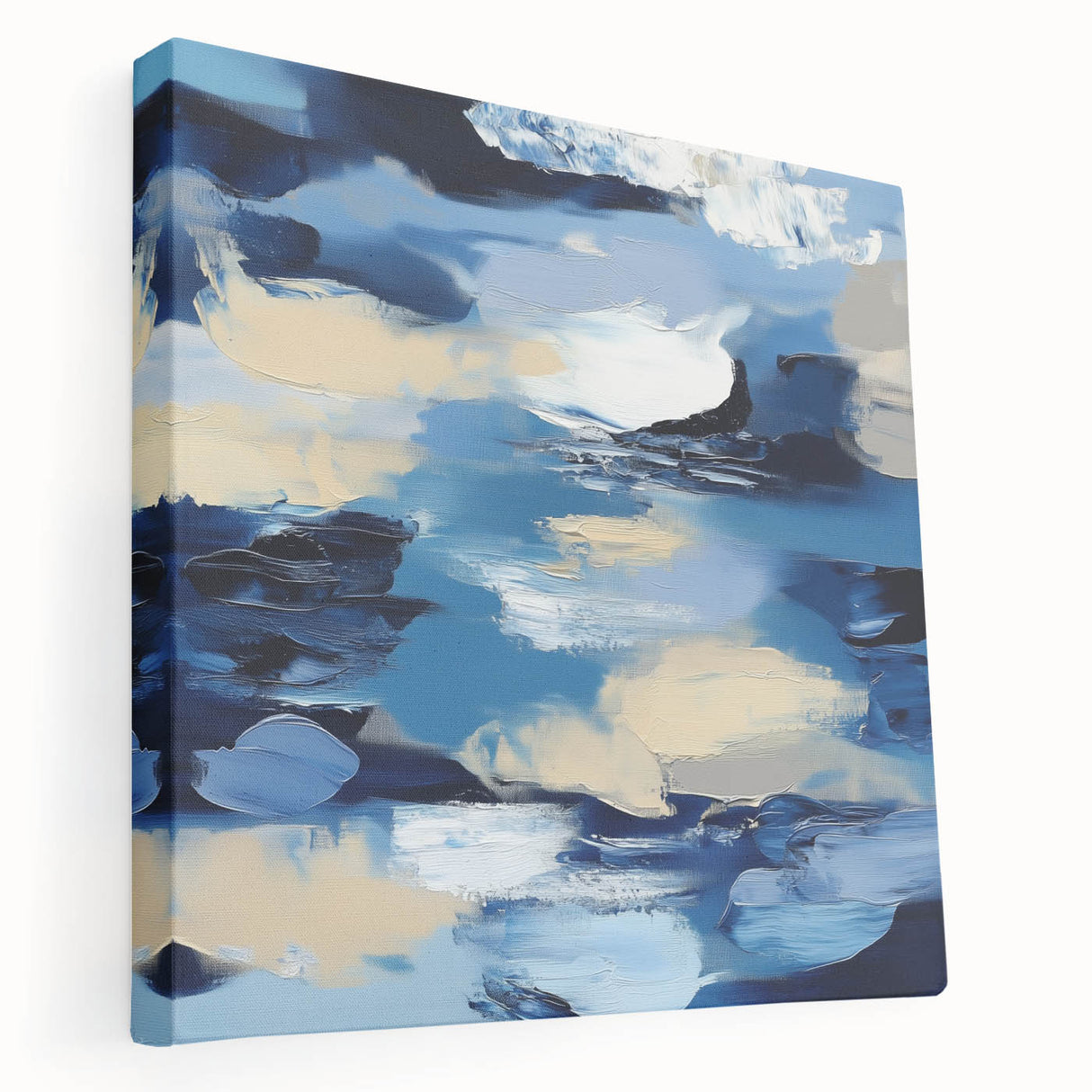 Navy Blue Modern Abstract Wall Art – Contemporary Canvas Decor