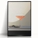 Large abstract wall art featuring mid-century modernist design in black and white tones, framed in acrylic.