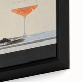 Extra large black wall art featuring colorful, textured food and drink motifs on a framed canvas.