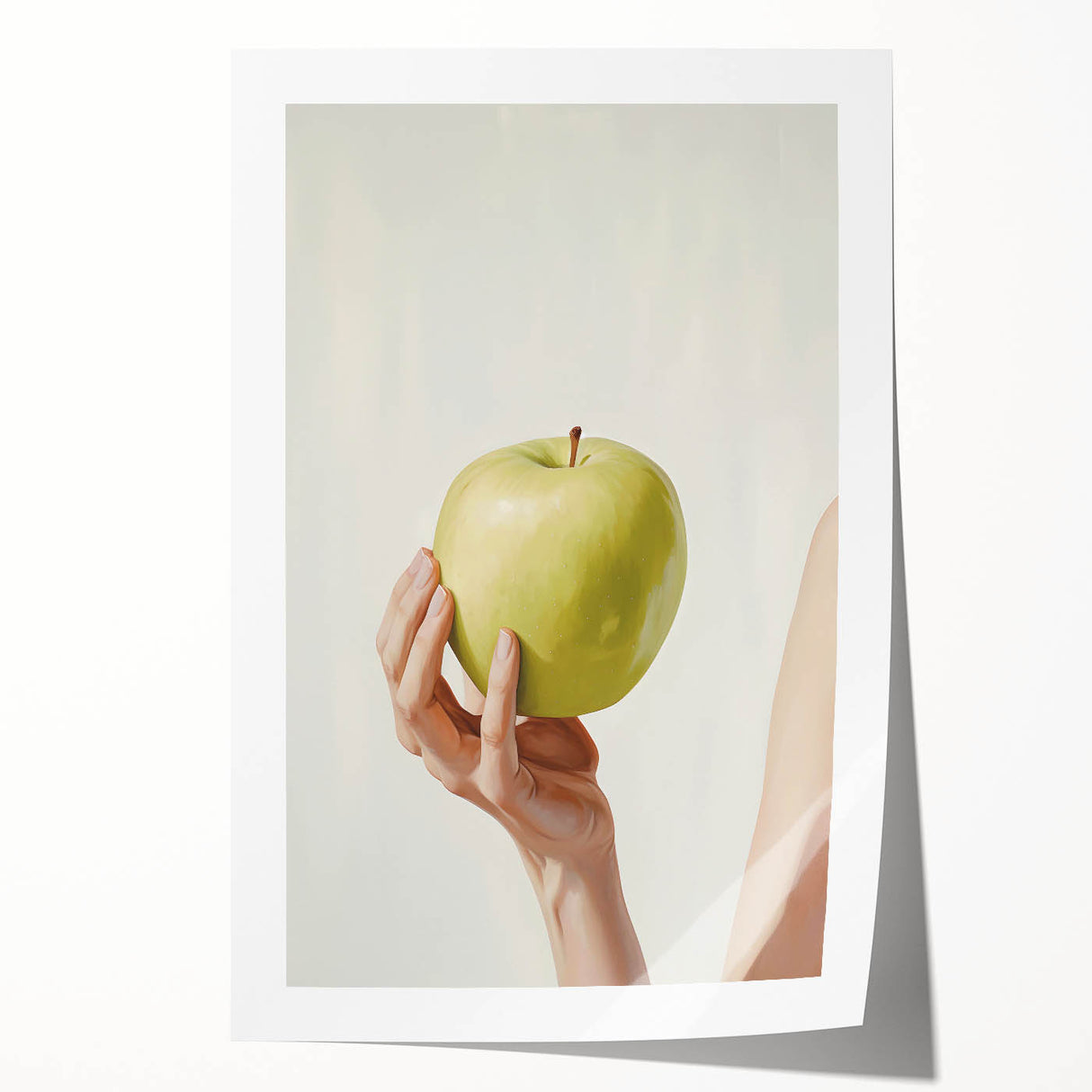 Rolled print of colorful fruit arrangement on a light background, ideal for art wall dining room.