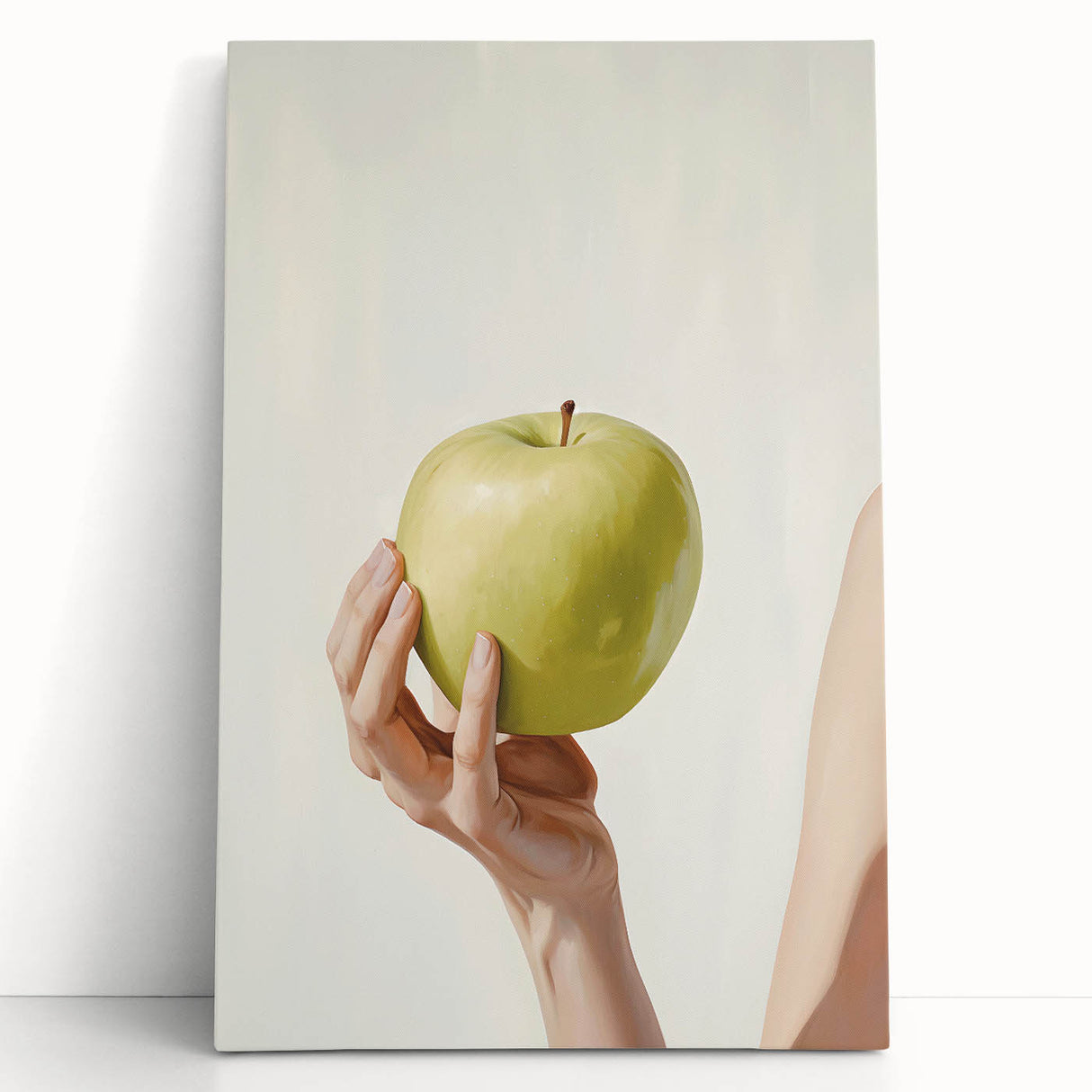 Large black and white canvas of assorted fruits, ideal for kitchen wall art.