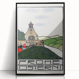 Charming Church Landscape Wall Art - Traditional Easter Decor Print