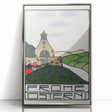 Charming Church Landscape Wall Art - Traditional Easter Decor Print