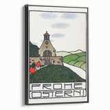 Charming Church Landscape Wall Art - Traditional Easter Decor Print