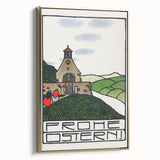 Charming Church Landscape Wall Art - Traditional Easter Decor Print