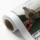 Charming Church Landscape Wall Art - Traditional Easter Decor Print