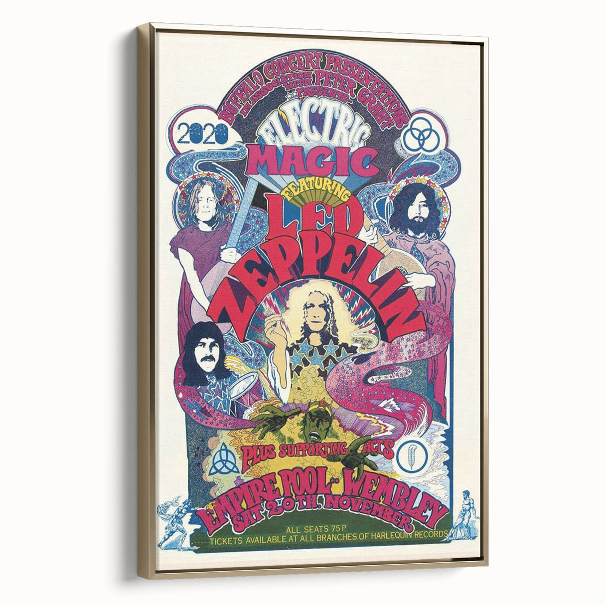 Led Zeppelin Electric Magic 1970s Poster | Retro Concert Wall Art