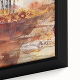 Extra large framed canvas featuring a textured, colorful abstract design with black accents, ideal for living room decor.