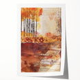 Extra large rolled print featuring a detailed autumnal floral scene in warm orange and red tones.
