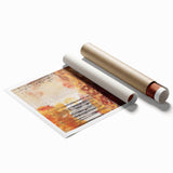 Extra large rolled print featuring a floral art design in autumnal colors, ideal for classy bathroom wall decor.