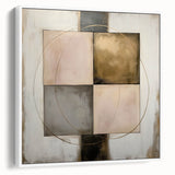 Elegant Geometric Wall Art – Gold & Beige Modern Canvas Print