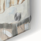 Close-up of an abstract figurative acrylic painting on glass, showcasing vibrant colors and fluid brush strokes, ideal for modern home decor or artistic display.