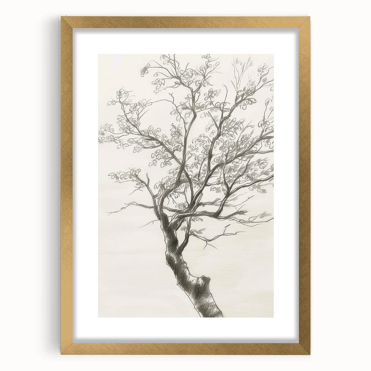 Elegant abstract floral design framed in gold, showcasing intricate patterns and vibrant colors against a matte background, perfect for home decor.