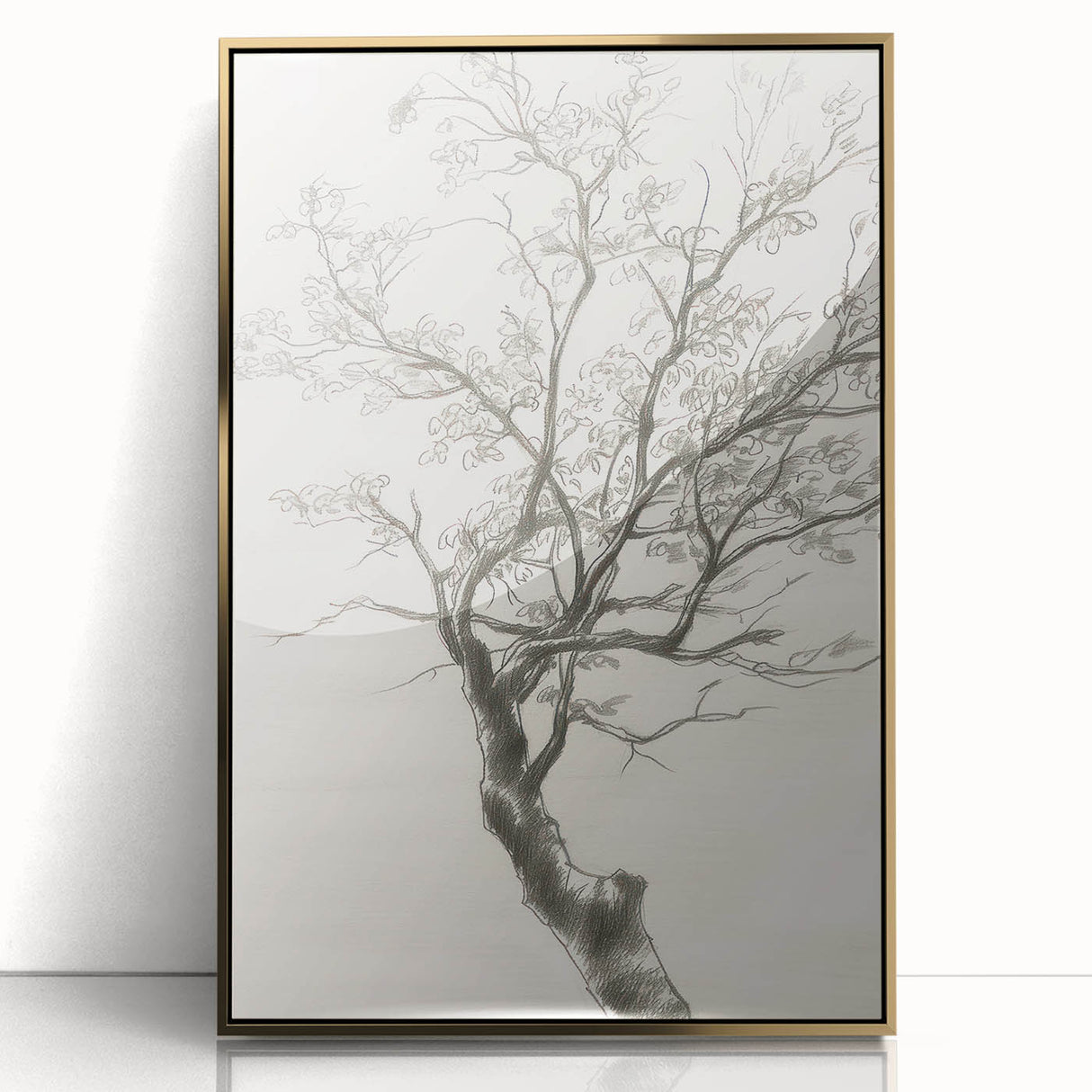 Framed acrylic artwork showcasing vibrant abstract florals in gold tones, perfect for modern decor. Ideal for enhancing living spaces with a touch of elegance.