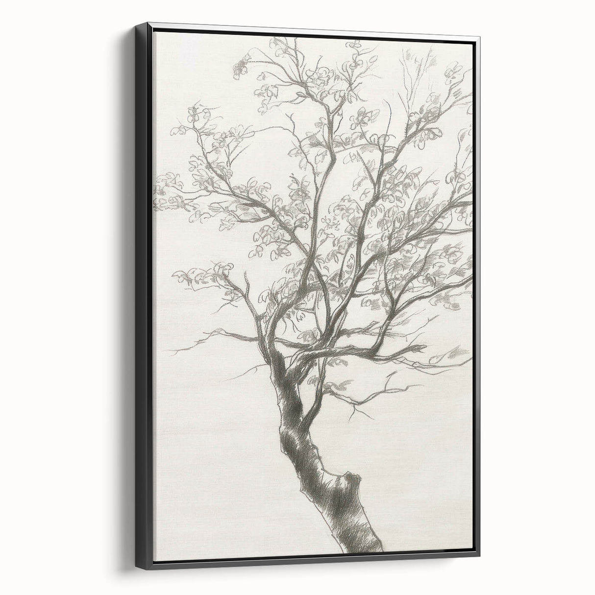 Framed canvas artwork showcasing an abstract floral design in vibrant colors, viewed from the side against a black backdrop, perfect for modern home decor.