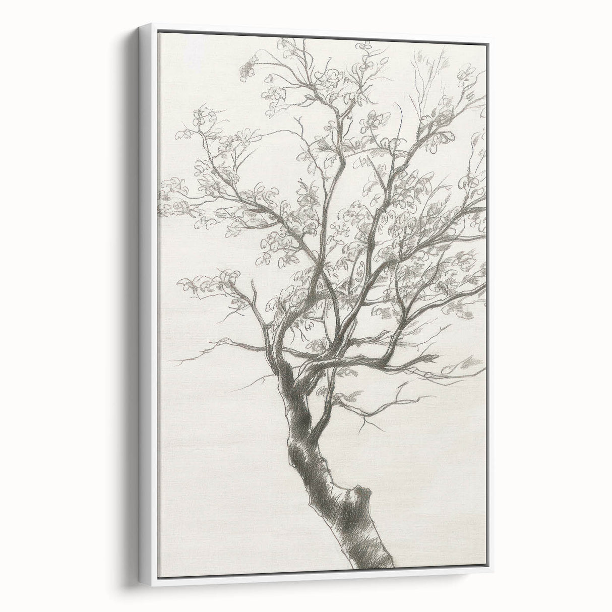 Framed canvas artwork displaying abstract floral designs in vibrant colors, featuring a sleek white frame, ideal for modern home decor.