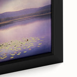 Close-up of a framed abstract landscape canvas featuring vibrant colors and intricate textures, ideal for modern home decor or office art.