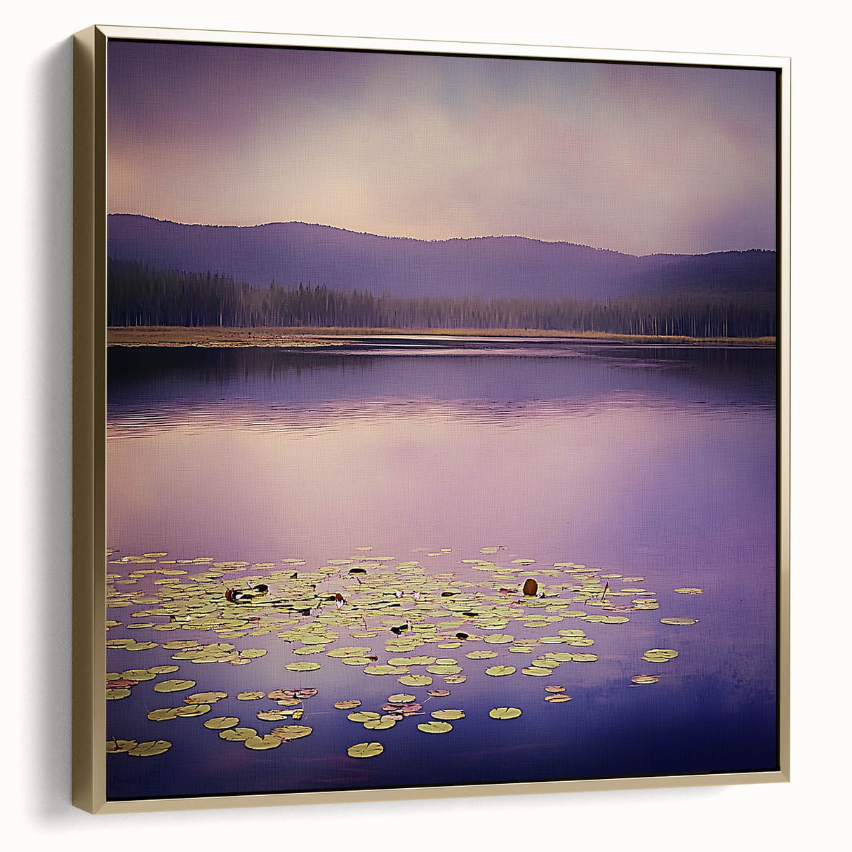 Framed abstract landscape canvas art in silver and gold hues, showcasing a modern design that adds elegance to home decor, perfect for contemporary interiors.